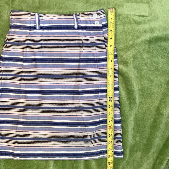 Periwinkle & Navy Blue, White, Beige & Pink Stripe Wrap Around Skirt size 8 - Picture 4 of 6